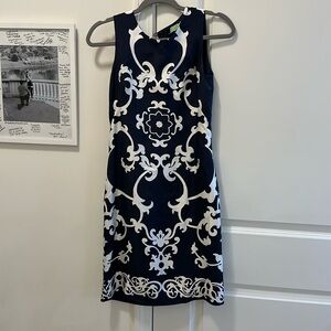Navy and white business dress
